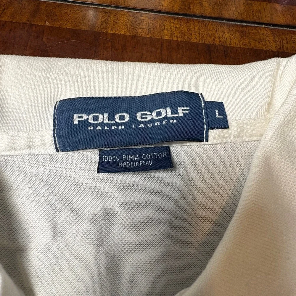 Polo Golf Ralph Lauren White Pima Cotton Polo Shirt Large